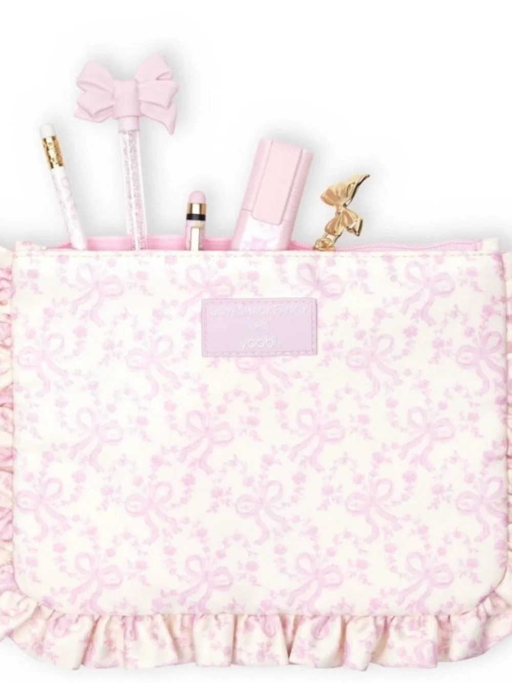 LoveShackFancy x Target - Yoobi Coquette Bow Flat Zip Pencil Case with Ruffles
